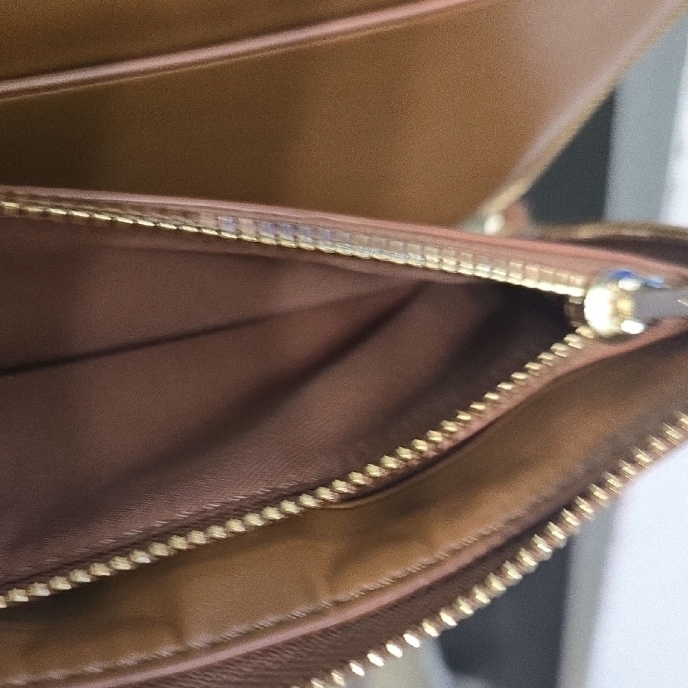 Coach Tan/Brown Signature Zip Wallet Wristlet - Picture 8 of 16